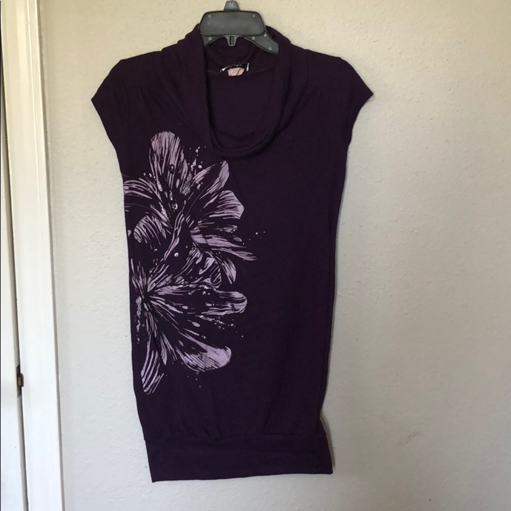 Purple Chesley top, with floral pattern